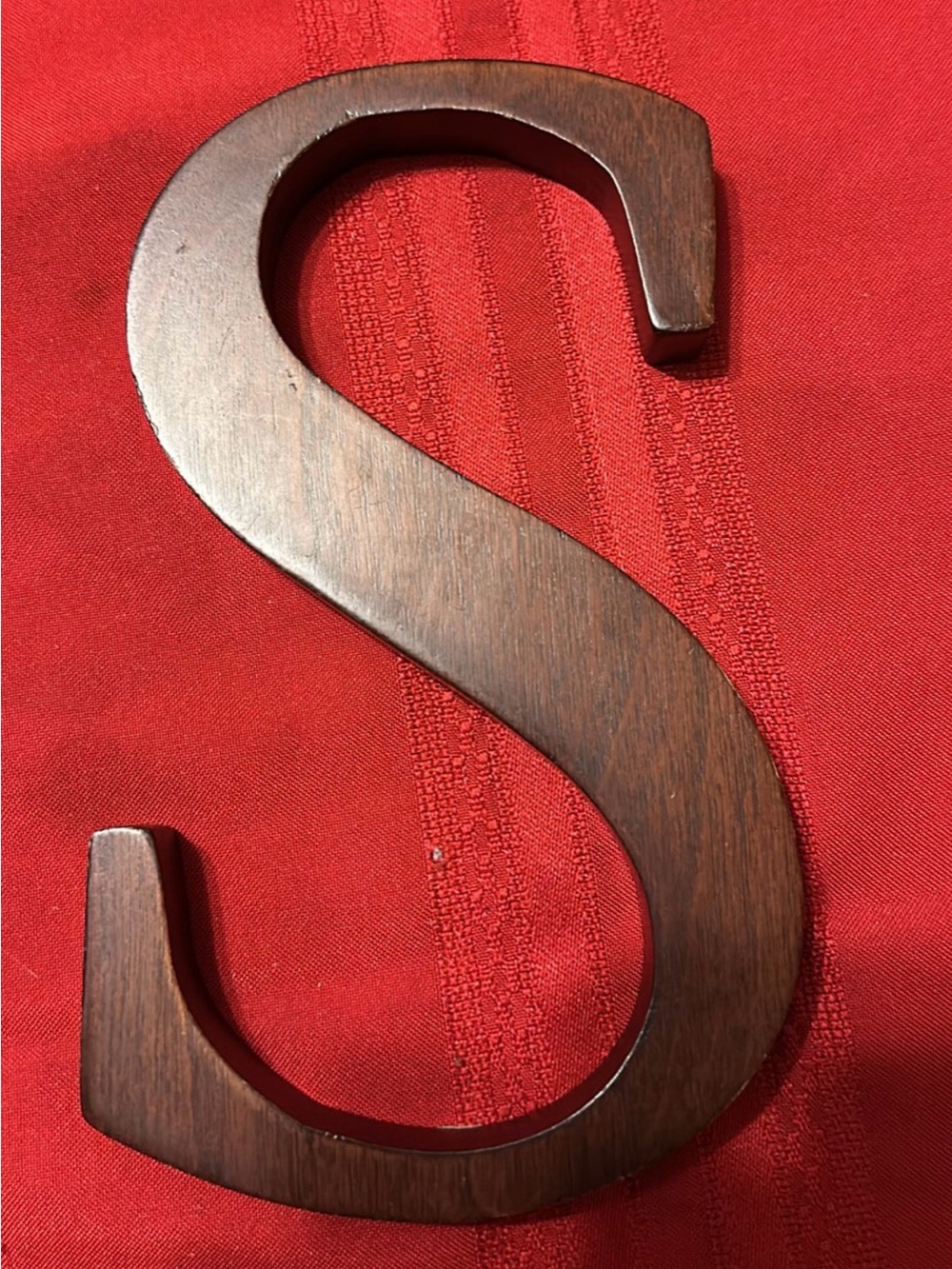 Vintage Wooden Letter "S" Wall Decor Sign (8" x 4.5") – Warm Walnut Finish